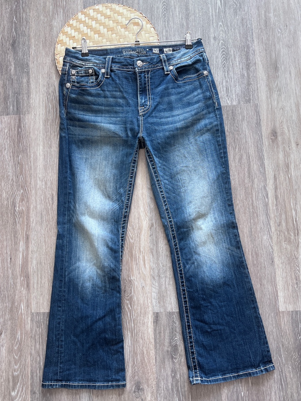 Miss me mid rise curvy boot leg embellished jeans